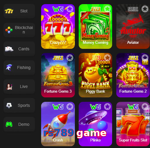 Main screen of Rs789 Game game page for PK players